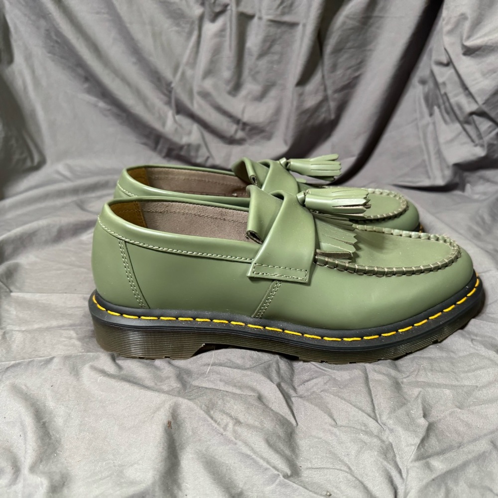Dr. Martens Adrian Green Smooth Leather Loafers with Chunky Sole